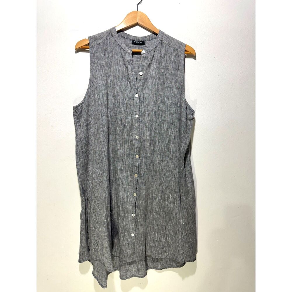 APNY 100% linen dress beach vacation resort casual quiet luxury gray women XL